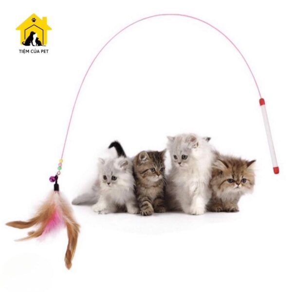 Cần câu mèo bằng dây thép dẻo- đồ chơi mèo có chuông